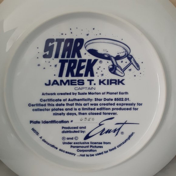 Four 1980's Ernst Star Trek Collector Plates; Beam Us Down, Kirk, Chekov, Sulu - Picture 3 of 11